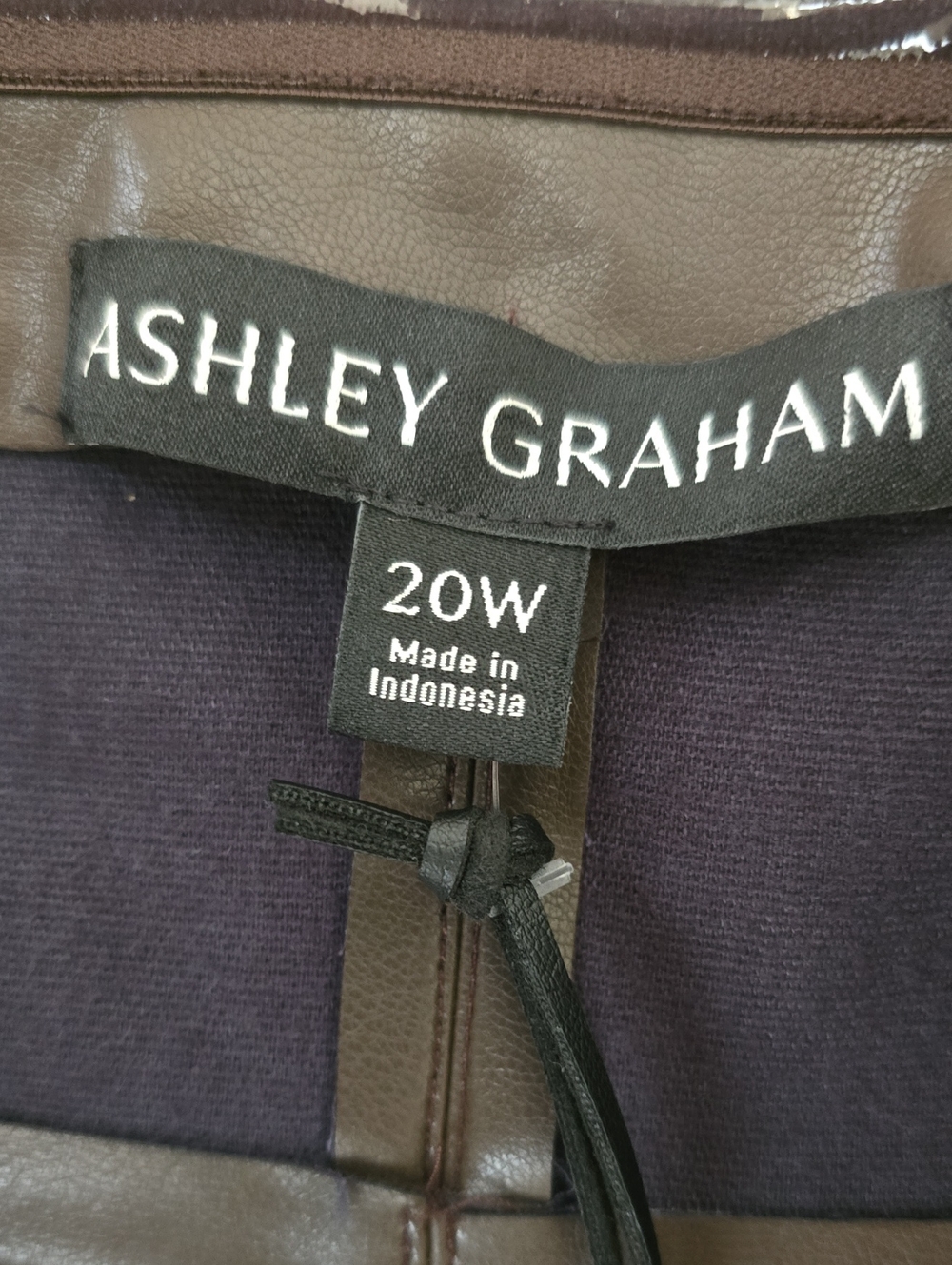 Ashley Graham Brand Women's Plus Size Brown Faux Leather Strapless Dress 20W - Picture 15 of 16